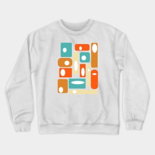 Turquoise Orange Cream Squares Mid-century Modern Crewneck Sweatshirt